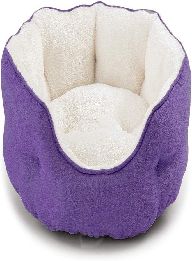 Fluffy's Round Cat Bed for Indoor Cats Clearance Washable Dog Bed for Puppy and Kitties with Slip-Resistant Bottom, Plush Flannel Pet Supplies Small Purple - Image 1